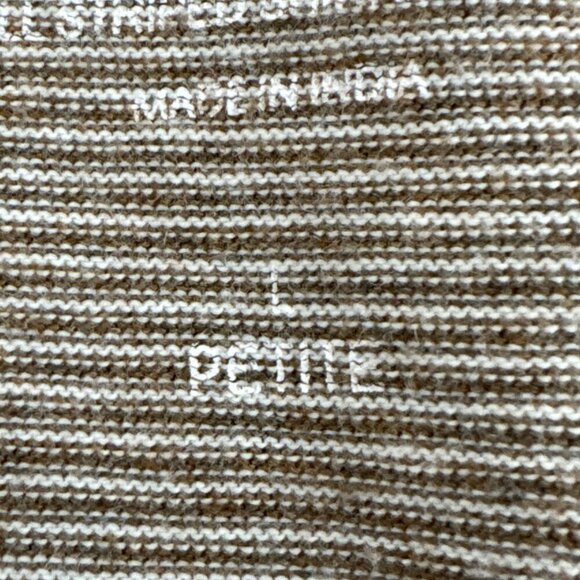 J Jill Pure Jill Women's L Petite Sheared Back Striped Knit Tee Top Brown - Picture 10 of 12